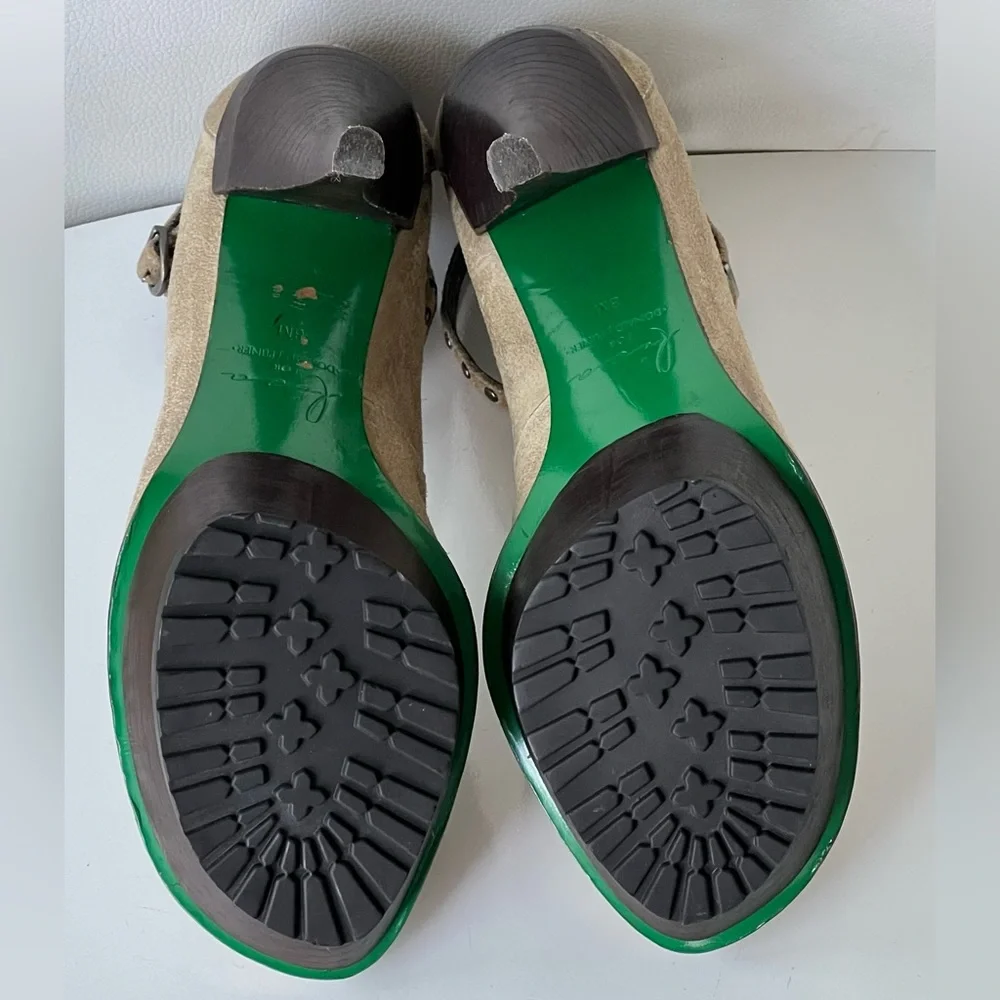 Lisa for Donald j Pliner Leather Platform Pumps with Studded Ankle Strap Size 8